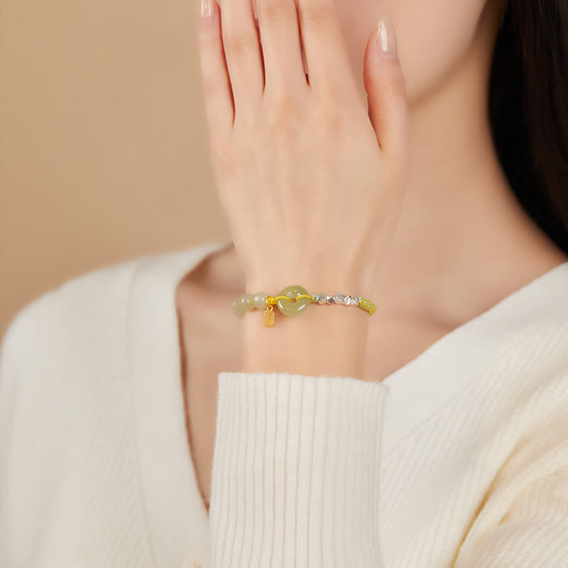 Bracelet porte-bonheur en perles de jade Hetian en argent sterling 925 Buddha Stones