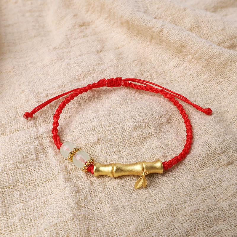Bracelet tressé en bambou Buddha Stones et motif porte-bonheur