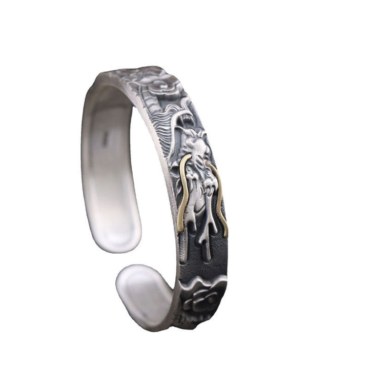 Bracelet de protection en argent sterling 999 Buddha Stones et dragon