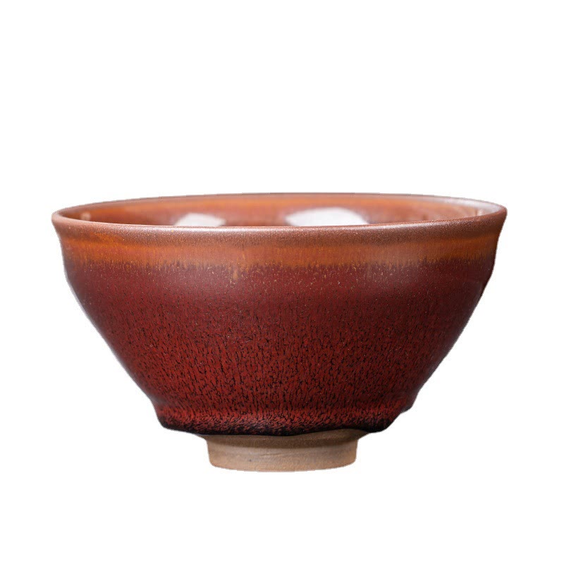 Tasse à thé en porcelaine chinoise Jianzhan rouge marron vintage Buddha Stones