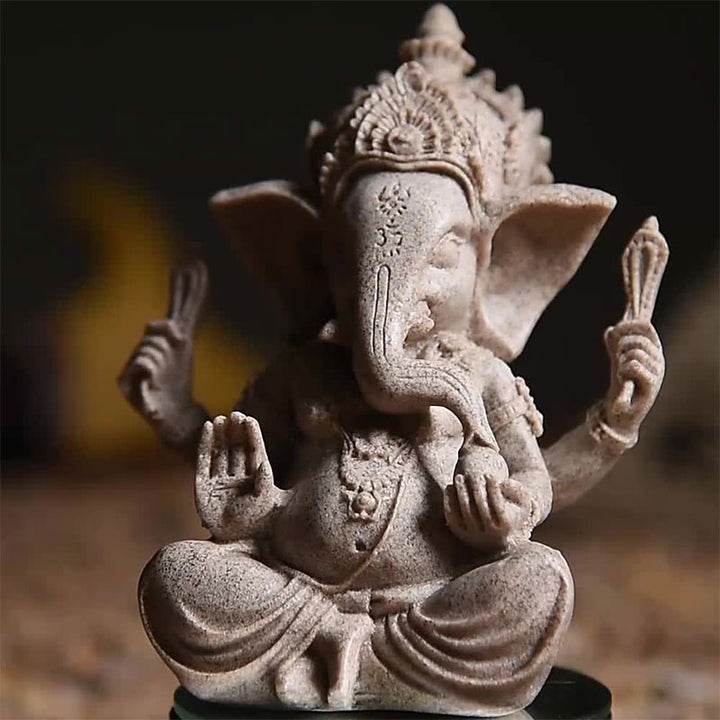 Buddha Stones Ganesh Ganpati Statue d'éléphant Richesse Bénédiction Décoration de la maison
