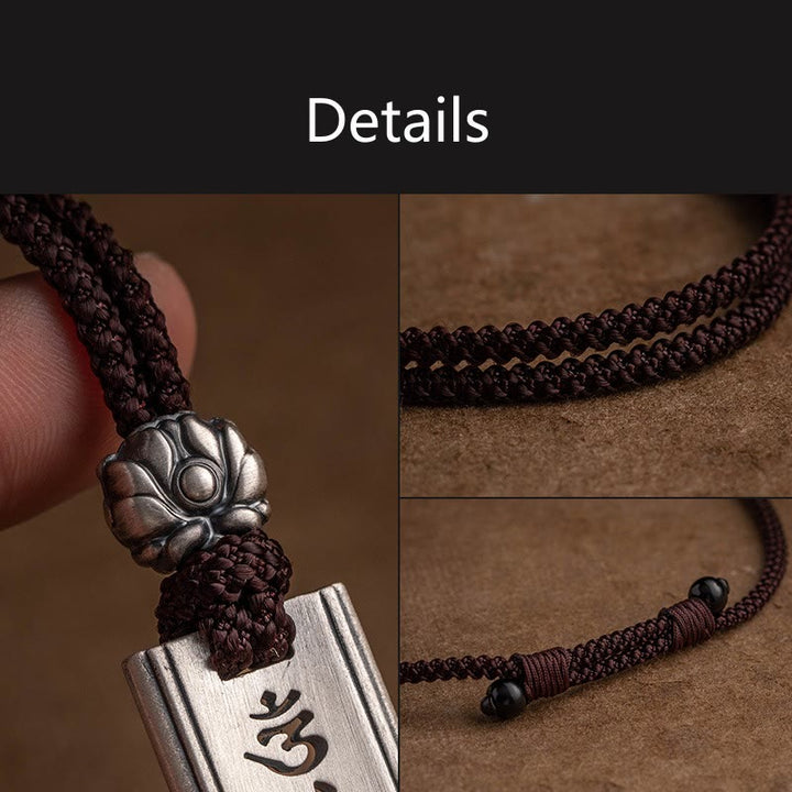 Collier pendentif en argent sterling 999 Buddha Stones et gravure Om Mani Padme Hum en forme de lotus - image 3