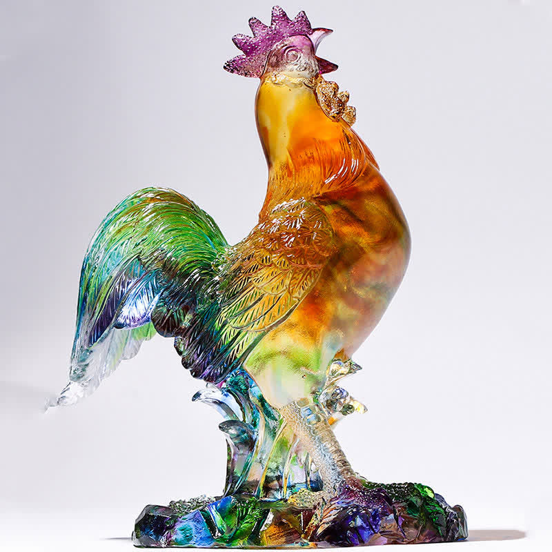 Pièce d'art en cristal de coq Liuli faite à la main, décoration d'intérieur - image 9