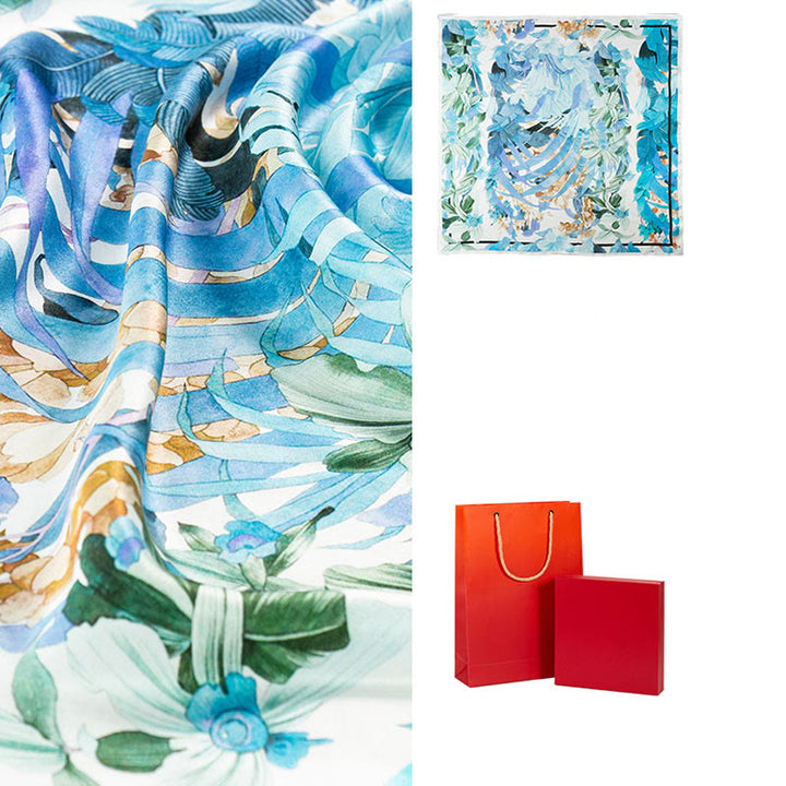 Écharpe en soie de mûrier 100 % peinture à l'huile de la jungle avec Buddha Stones et nuages ​​de bon augure, écharpe de cou en soie double face de qualité supérieure 6A - image 15