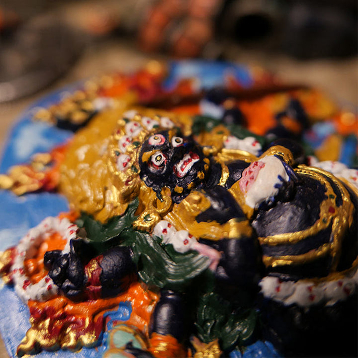 Buddha Stones Mini Daikokuten Dieu de la richesse Bouddha Tibet Argile Sérénité Décoration de la maison - image 1