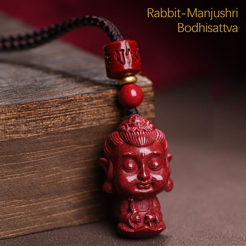 Buddha Stones Zodiaque chinois Bouddha natal Amulette en cinabre naturel Collier pendentif éloignant les mauvais esprits