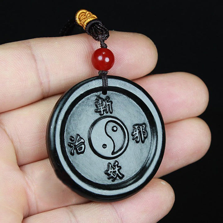 Collier pendentif harmonieux porte-bonheur Yin Yang en jade cyan naturel Hetian en Buddha Stones - image 4