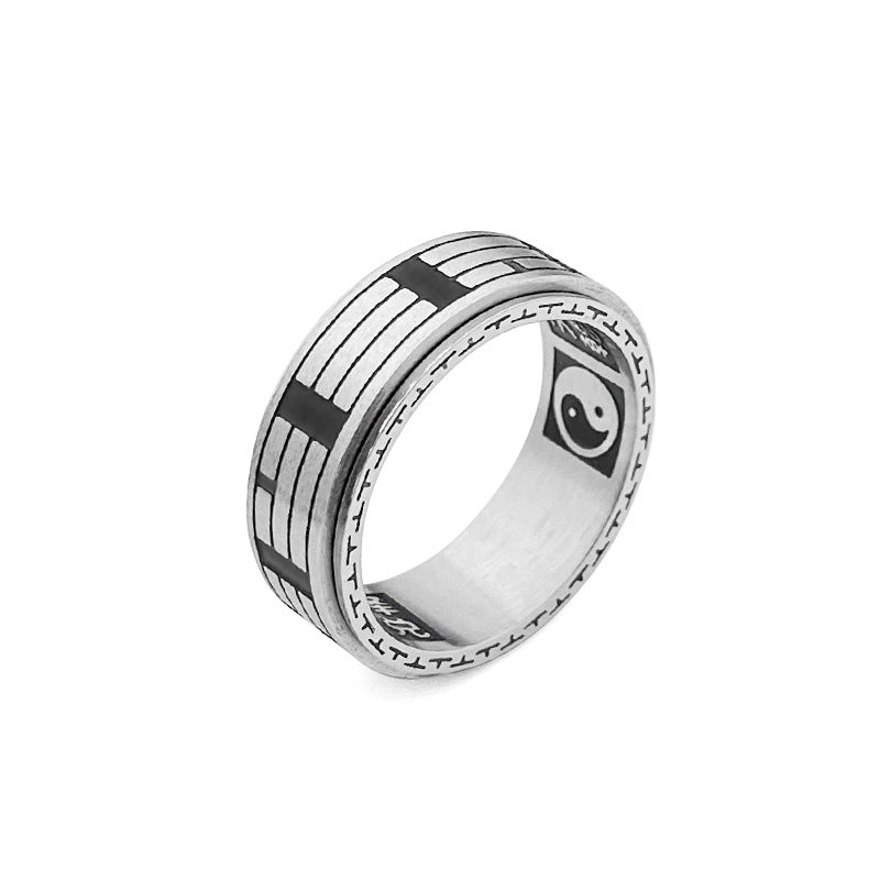 Buddha Stones Bagua Yin Yang titane acier Balance anneau rotatif