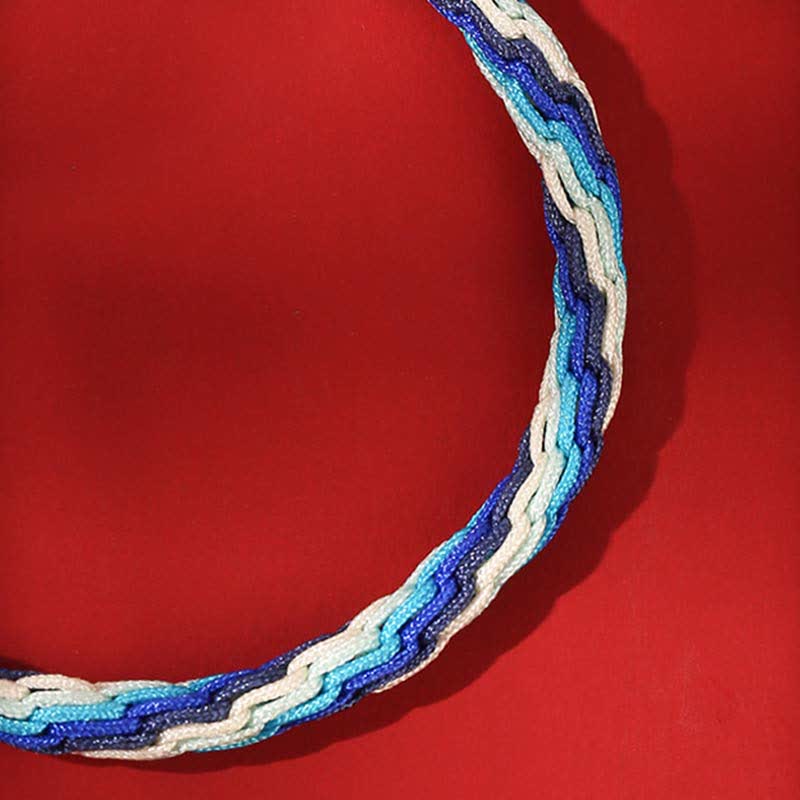 Bracelet en argent sterling 925 fait à la main avec cordon de bénédiction et nœud de réincarnation