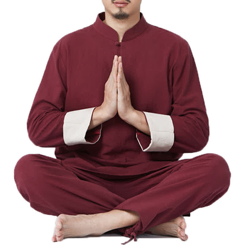 Ensemble de vêtements en coton et lin pour homme Buddha Stones, méditation spirituelle, zen, yoga, prière