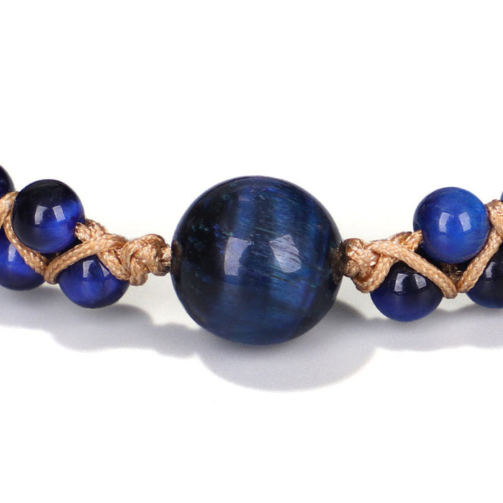 Bracelet de protection en pierre œil de tigre bleu divin Buddha Stones