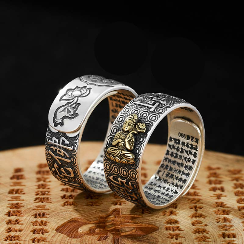 Bague ajustable Buddha Stones du zodiaque chinois Natal Bouddha Richesse Chance
