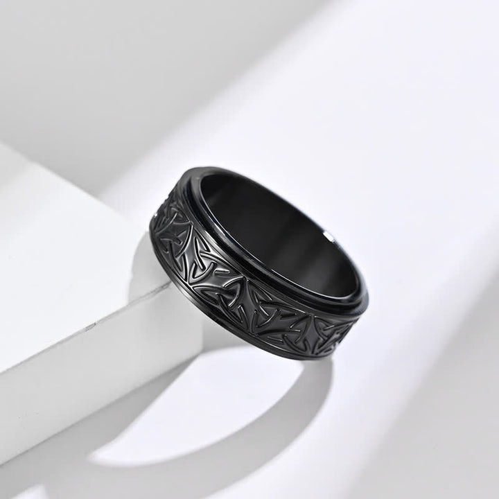 Bague rotative calme en acier titane avec Buddha Stones