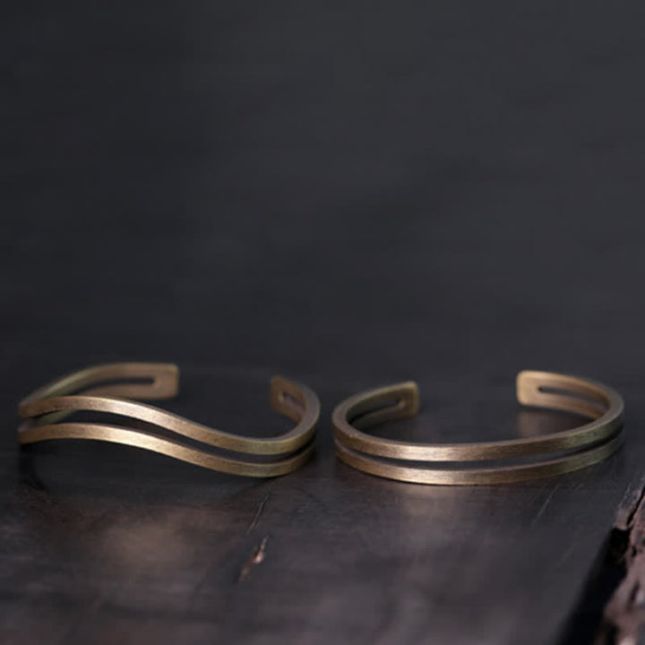 Bracelet manchette viking en cuivre rustique avec Buddha Stones