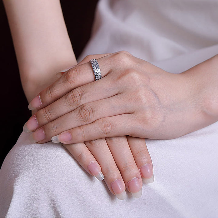 Buddha Stones d'illumination gravée en argent sterling 999 avec fleur de lotus et fleur de prunier et nuages ​​de bon augure - image 6