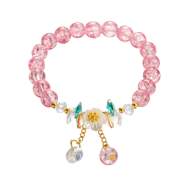 Bracelet en perles de verre à breloques en forme de fleur Buddha Stones au design simple