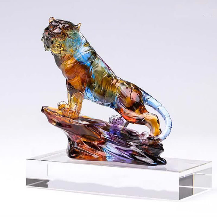 Pièce d'art en cristal de tigre Liuli faite à la main, protection de la décoration de la maison - image 17