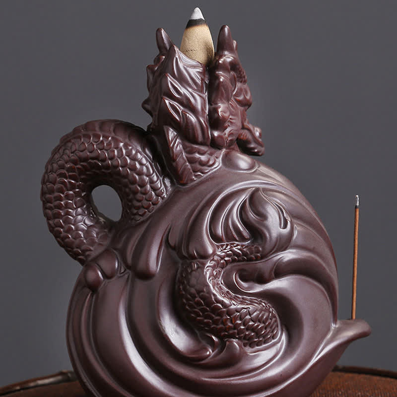 Brûleur d'encens en céramique à motif de dragon