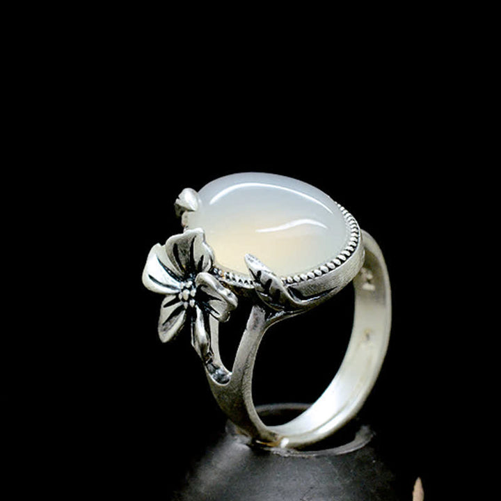 Bague d'harmonie positive en argent sterling 990 avec calcédoine naturelle et prune - image 13