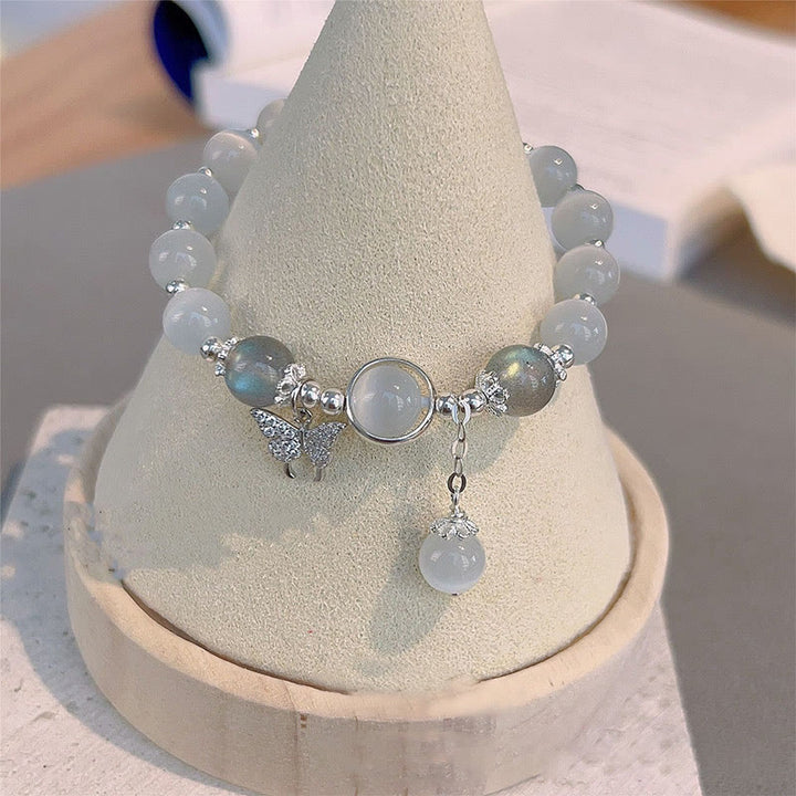 Bracelet de soutien à breloques en forme d'étoile, de papillon et de pierre de lune avec œil de chat et Buddha Stones