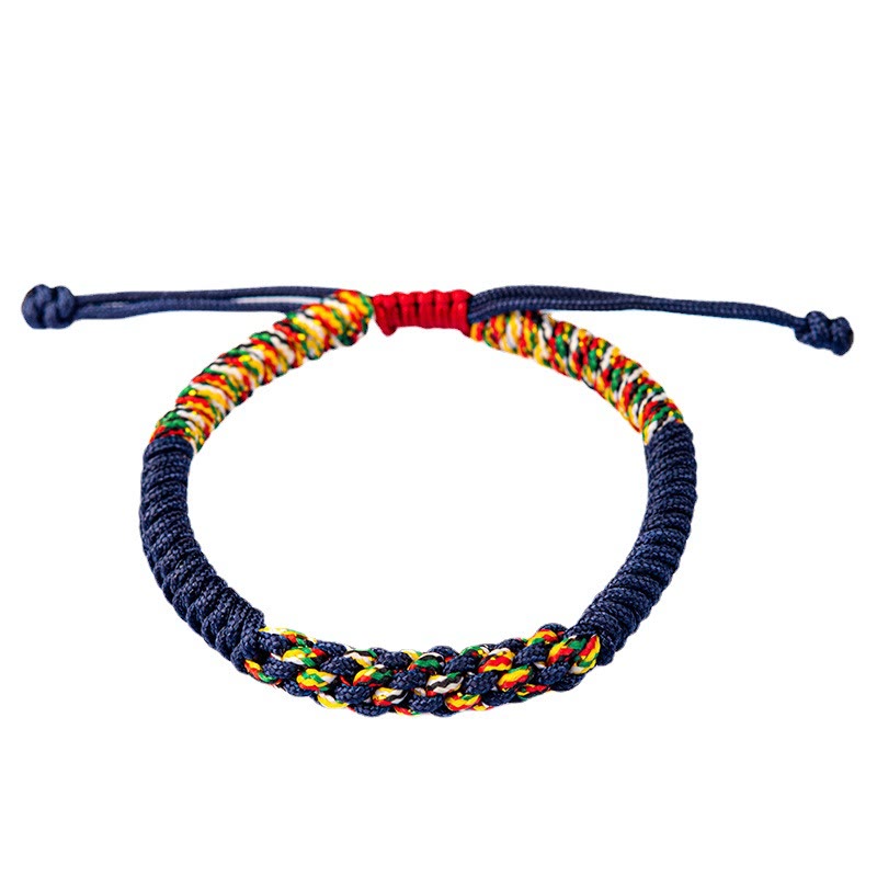 Bracelet tressé porte-bonheur en Buddha Stones tibétaines fait à la main avec nœud King Kong coloré