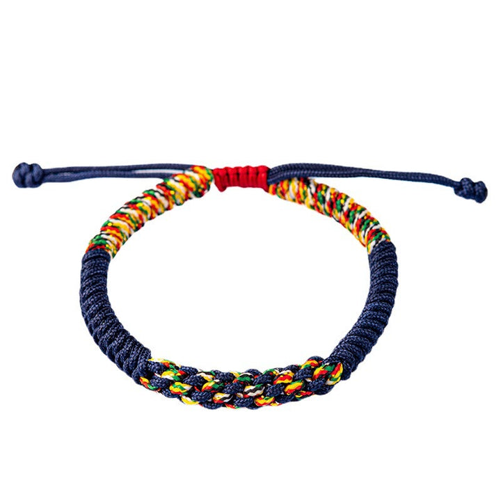 Bracelet tressé porte-bonheur en Buddha Stones tibétaines fait à la main avec nœud King Kong coloré