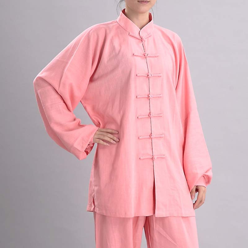 Ensemble de vêtements unisexe brodés Buddha Stones, méditation, prière zen, Tai Chi spirituel, Qigong - Manches longues roses - US12，UK/AU16，EU44 (2XL) - image 5