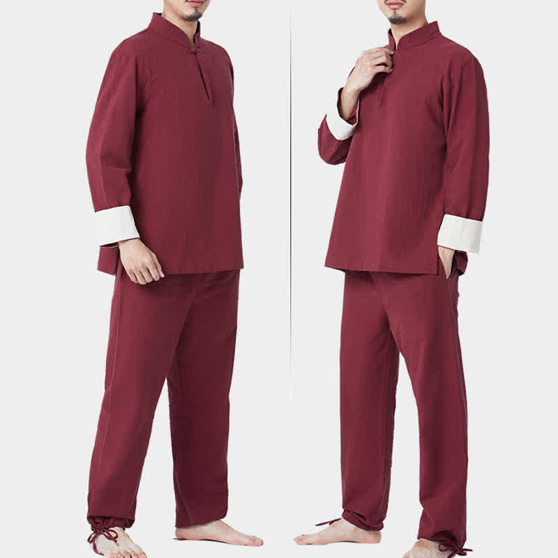 Ensemble de vêtements en coton et lin pour homme Buddha Stones, méditation spirituelle, zen, yoga, prière