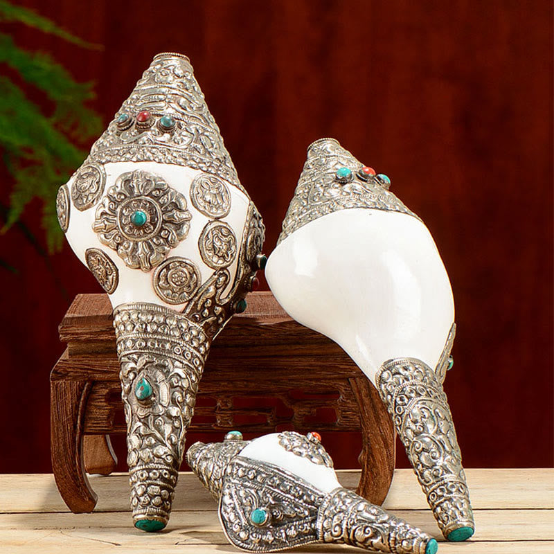 Coquillage de conque tibétain naturel Shankha, décoration porte-bonheur pour la maison - image 1
