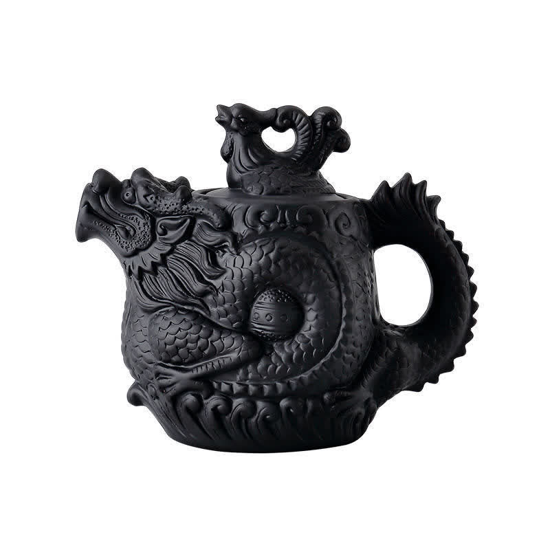 Théière en céramique vintage Dragon Phoenix