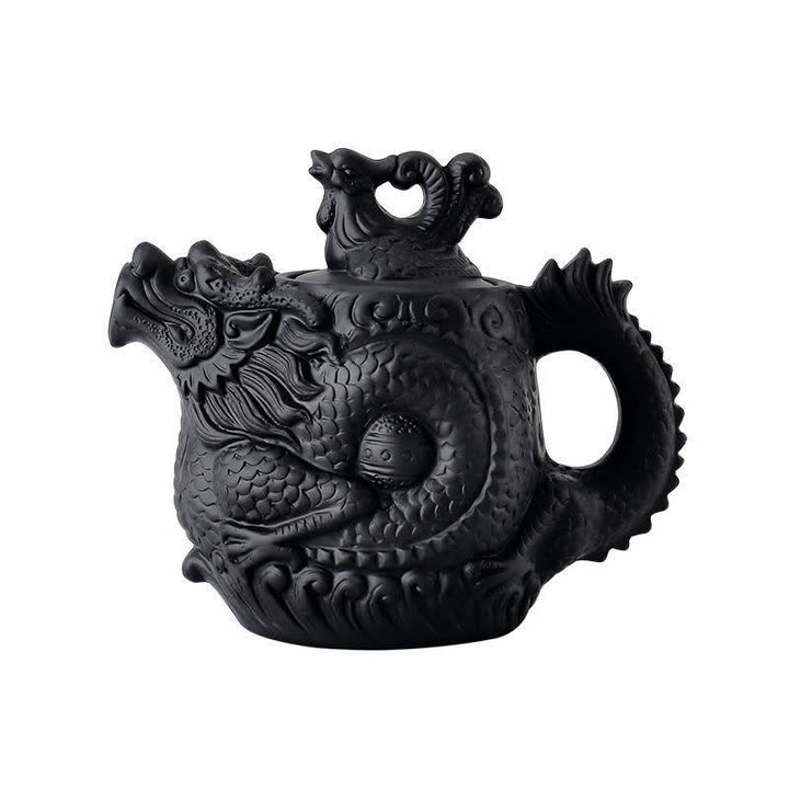 Théière en céramique vintage Dragon Phoenix