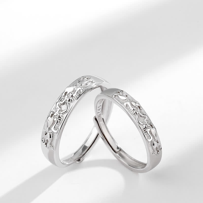 Bague de couple réglable en argent sterling 925 Buddha Stones PiXiu Balance