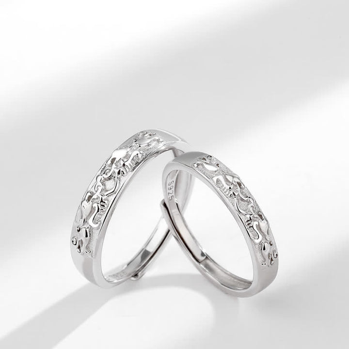 Bague de couple réglable en argent sterling 925 Buddha Stones PiXiu Balance