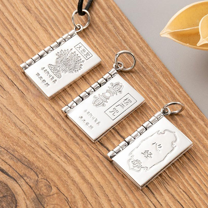 Collier pendentif en argent sterling 990 Buddha Stones et cœur Sutra de la grande compassion Shurangama Mantra Lotus Vajra Peace - image 11