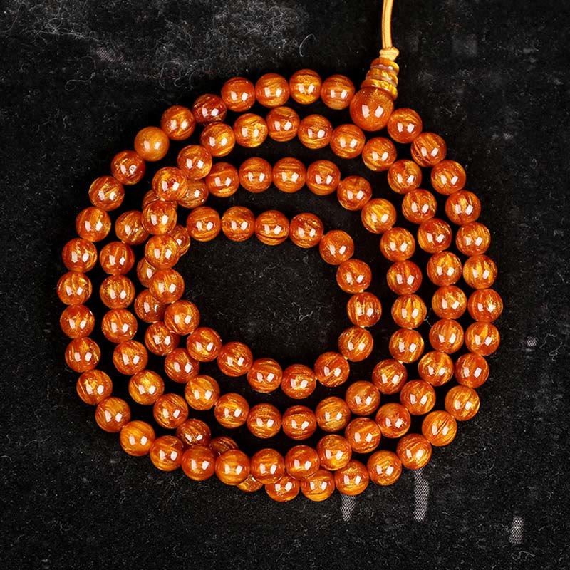 Bracelet Mala positif de réussite en saule de mer doré Buddha Stones