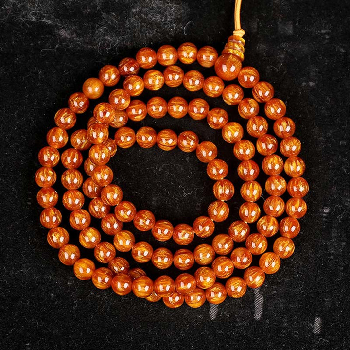 Bracelet Mala positif de réussite en saule de mer doré Buddha Stones