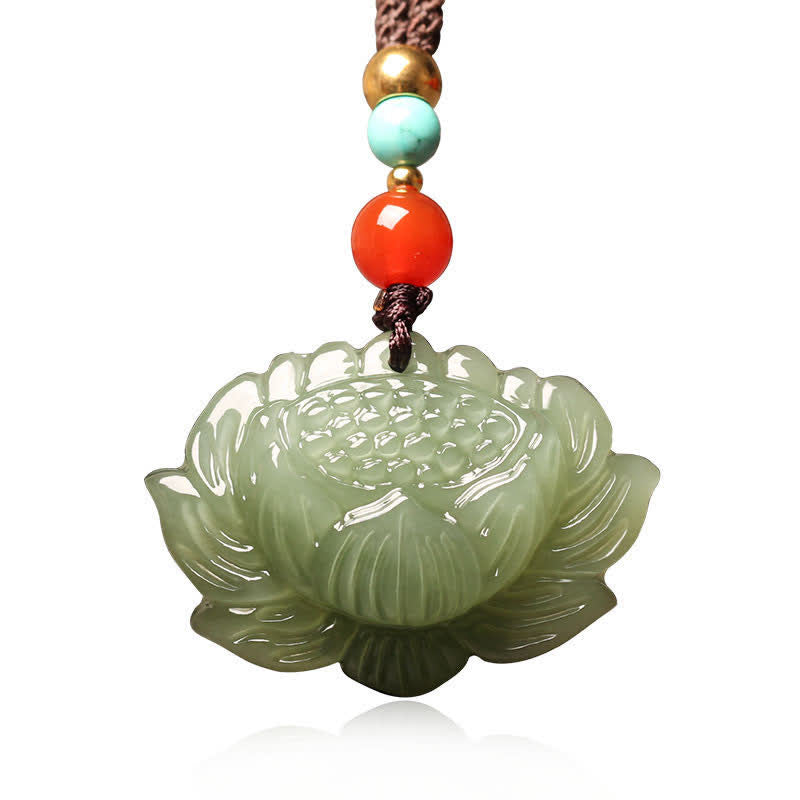 Collier pendentif fleur de lotus en jade cyan Hetian Buddha Stones - image 5
