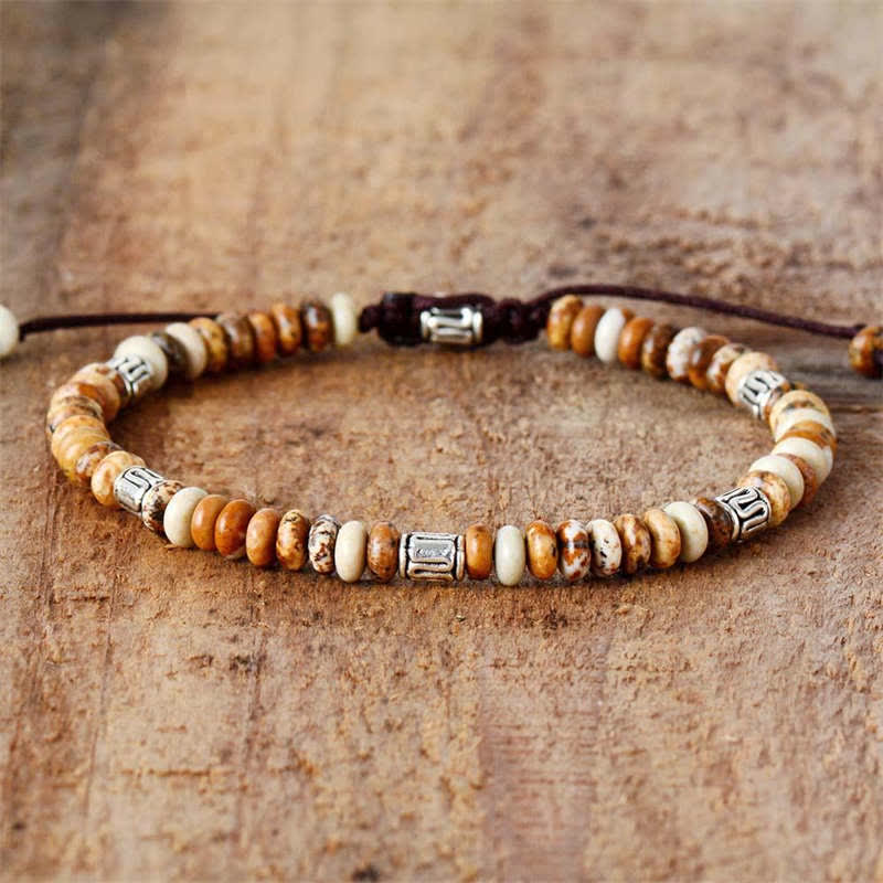 Bracelet en fil de perles positives en jaspe photo