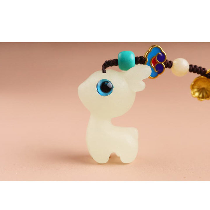 Porte-clés lumineux en forme de cerf porte-bonheur en Buddha Stones, mini et mignon, décoration à suspendre pour téléphone et voiture