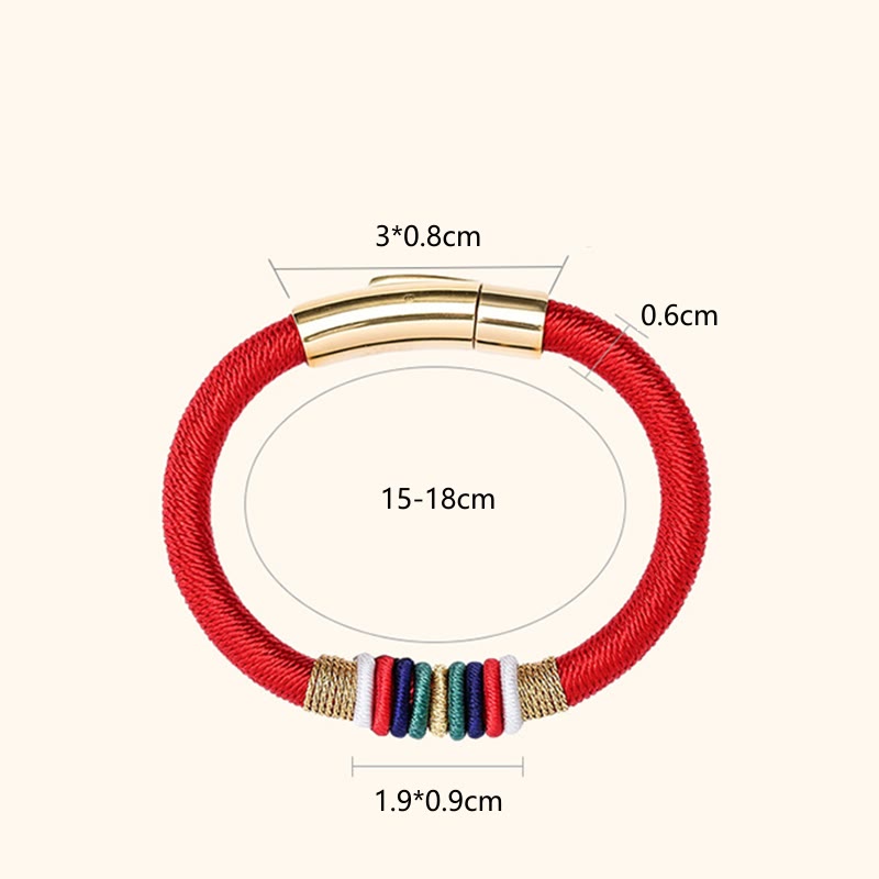 Bracelet tressé tibétain fait main en Buddha Stones avec nœud King Kong coloré et cinq éléments porte-bonheur