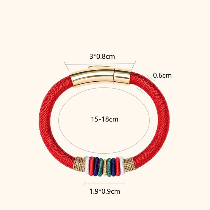 Bracelet tressé tibétain fait main en Buddha Stones avec nœud King Kong coloré et cinq éléments porte-bonheur