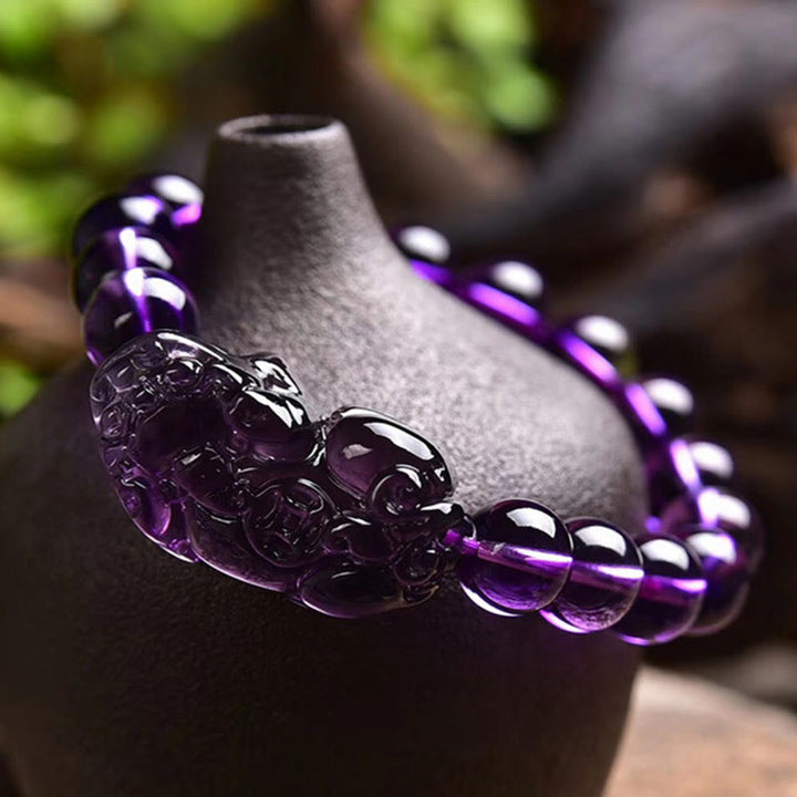 Bracelet Feng Shui en améthyste avec Buddha Stones pour la fortune et la richesse