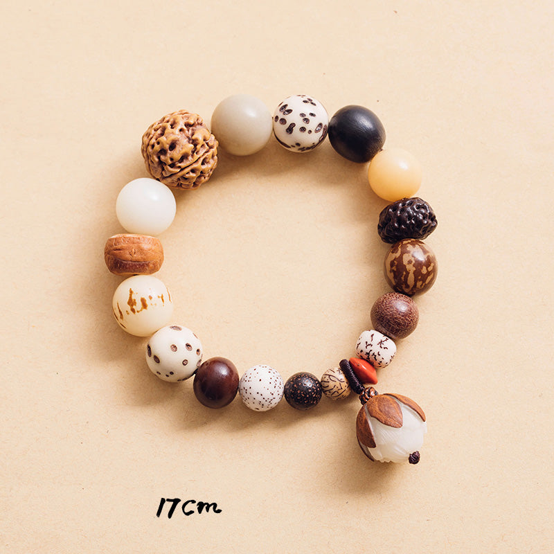 Bracelet Mala en Buddha Stones, graines de Bodhi, lotus, sagesse, paix