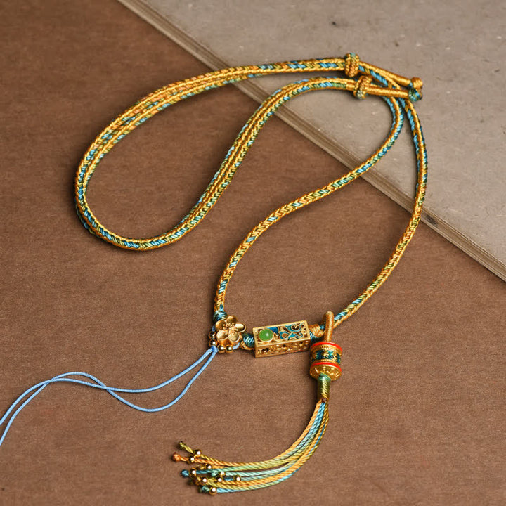 Collier pendentif en cuivre avec Buddha Stones colorées