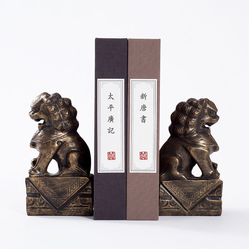 Lot de 2 statues de lion en résine pour décoration de maison ou de bureau