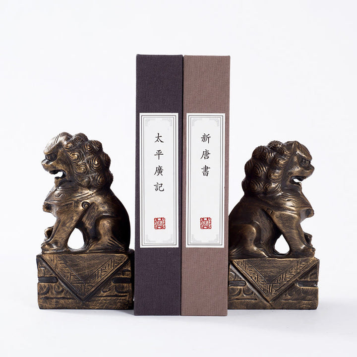 Lot de 2 statues de lion en résine pour décoration de maison ou de bureau