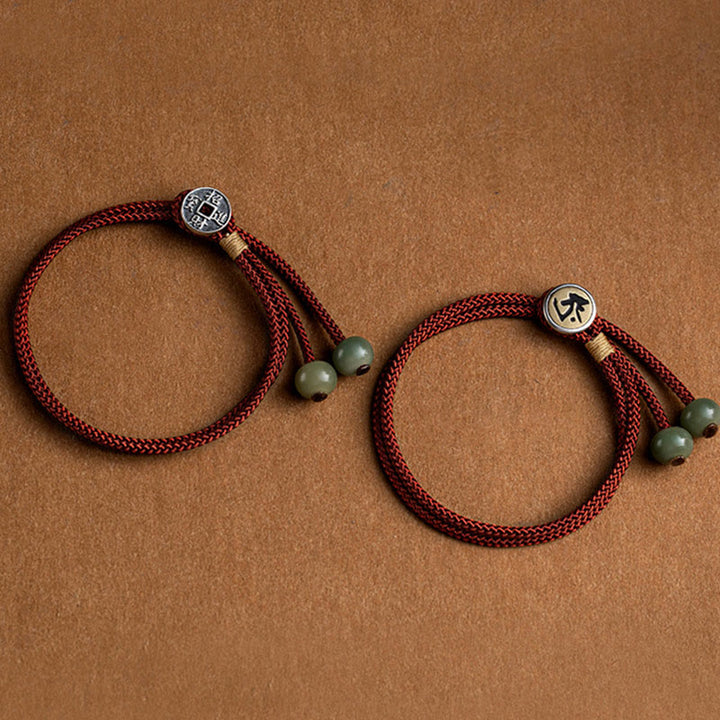 Bracelet tressé en argent sterling 925 fait à la main avec Buddha Stones et symbole du zodiaque chinois, Bouddha cyan Bodhi Seed Protection