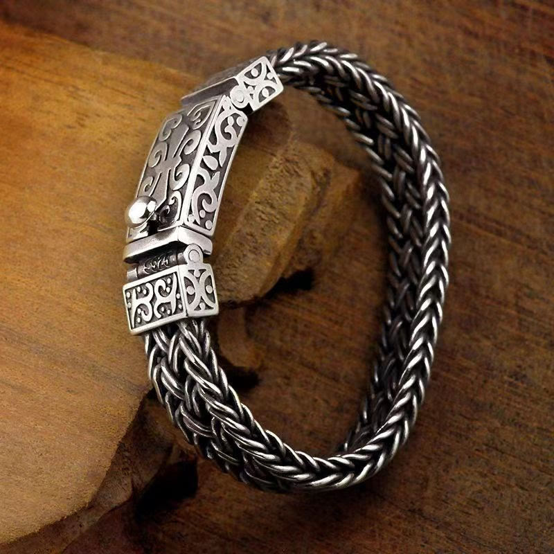 Bracelet de guérison tressé à motif totem de vigne rétro Buddha Stones