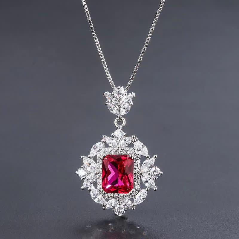 Buddha Stones Cristal d'émeraude Corindon rouge Confiance Courage Bague Boucles d'oreilles Collier Pendentif