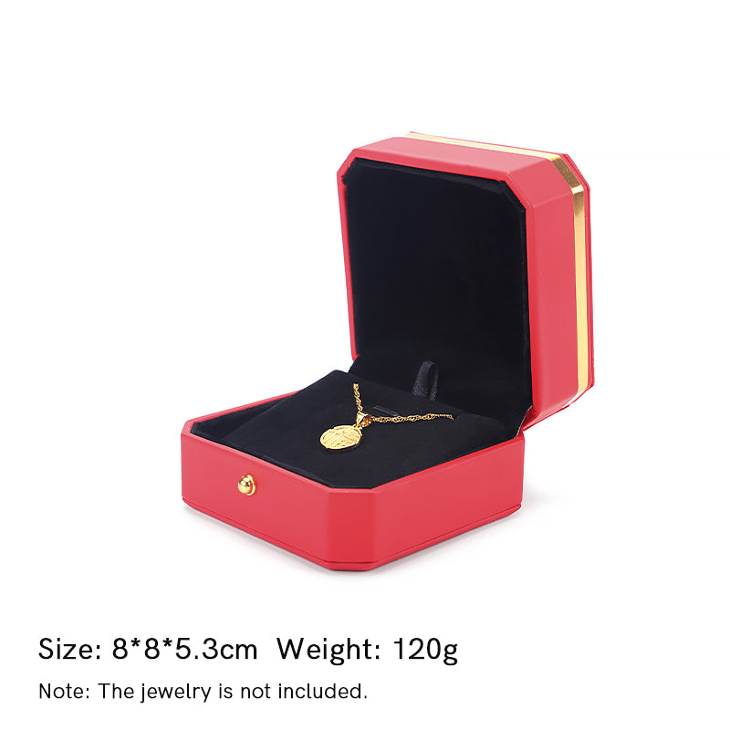 Coffret de rangement pour bijoux Coffret cadeau en cuir PU - Rouge - Boîte à pendentif (8*8*5,3 cm) - image 20